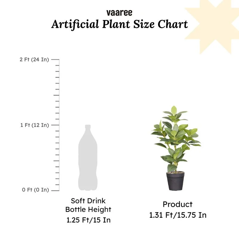 Artificial Green Leaf Plant With Black Fiber Pot - 1.3 Feet media 7