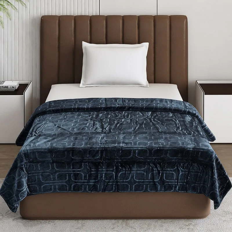 Monte Carlo Warmora Geometric Print Polyester Blanket (Teal) - 210 GSM media 4