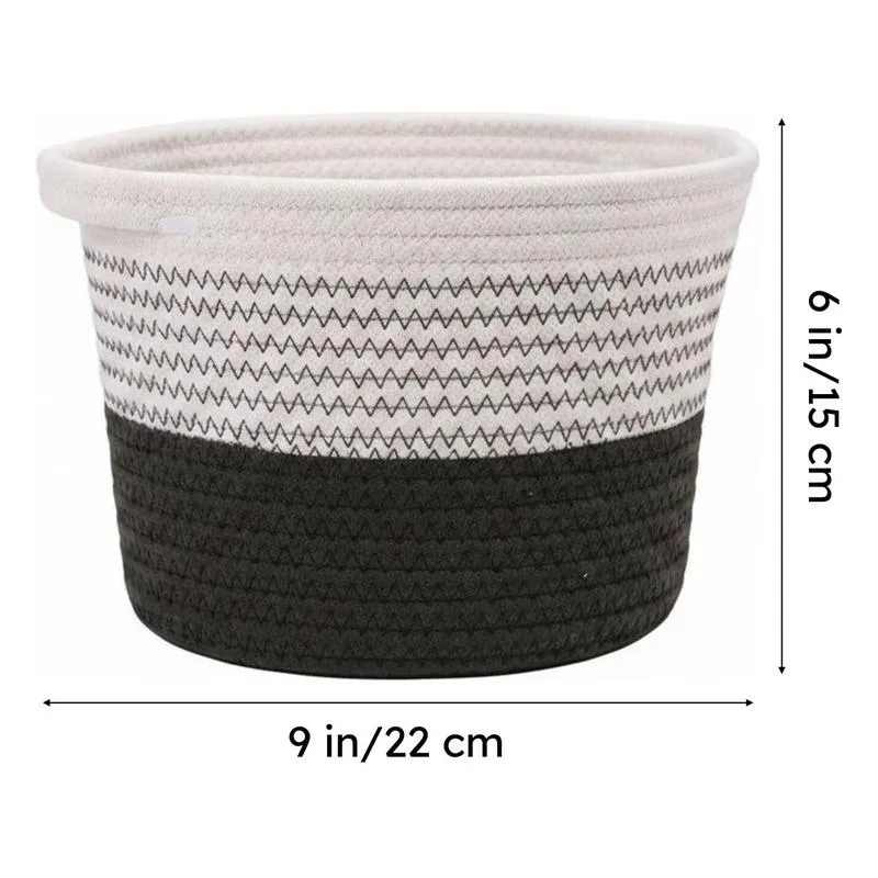 Shakelo Cotton Storage Basket - White & Black media 6