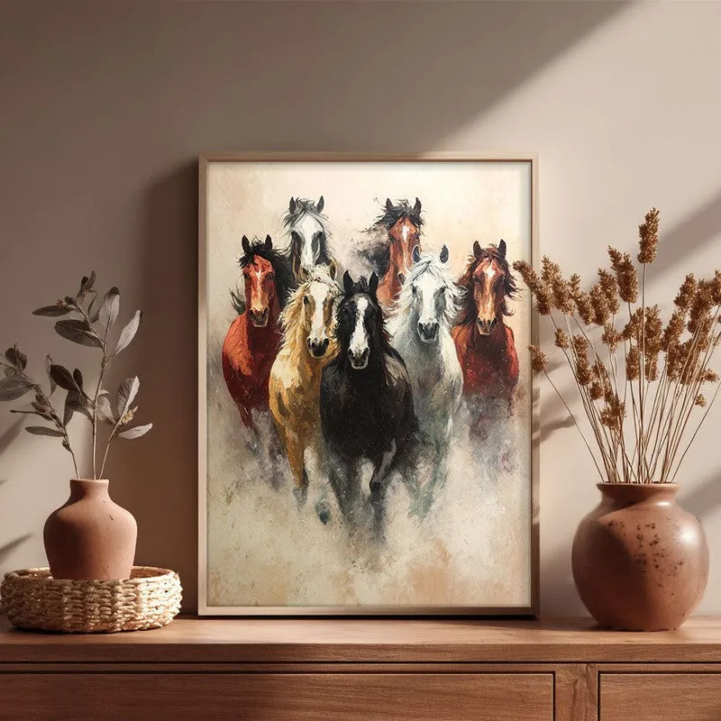 Unbridled Force Horse Wall Painting With Brown Frame media 5