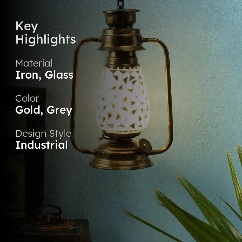 Dvija Mosaic Lantern Iron Wall Lamp - Gold media 2