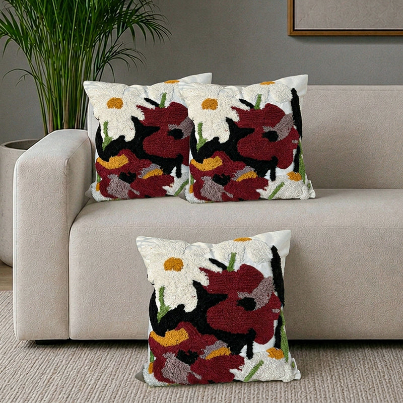 Eco Weft Tufted Cushion Cover Set - Set Of Three - 18 x 18 Inches