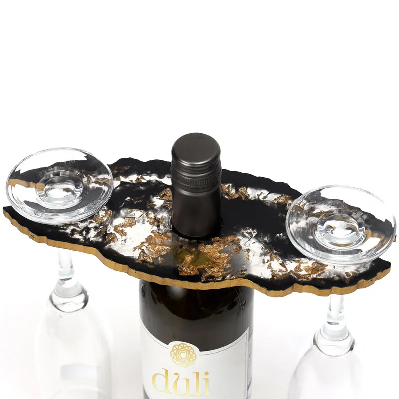 Resinor Wine Bottle & Glass Holder - Black media 6