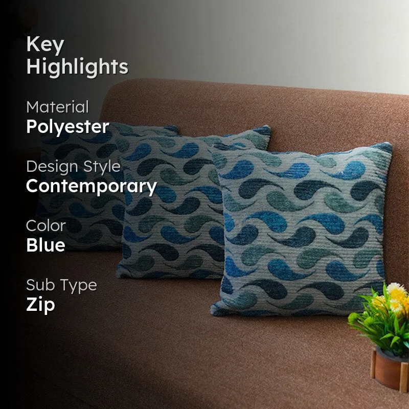 FloralDreamline Cushion Cover (Blue) - Set Of Three media 2