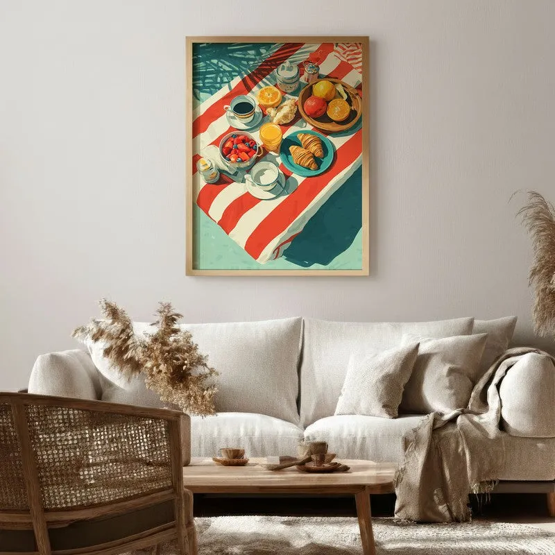 Brunch Bloom Canvas Wall Painting - Brown Frame media 1