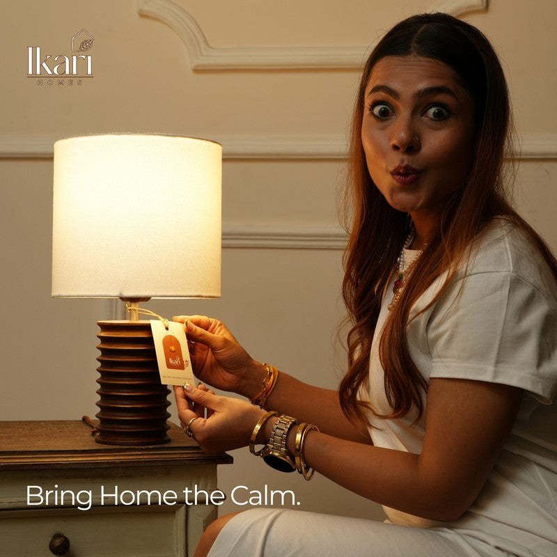 Boho Disc Mango Wood Table Lamp media 5
