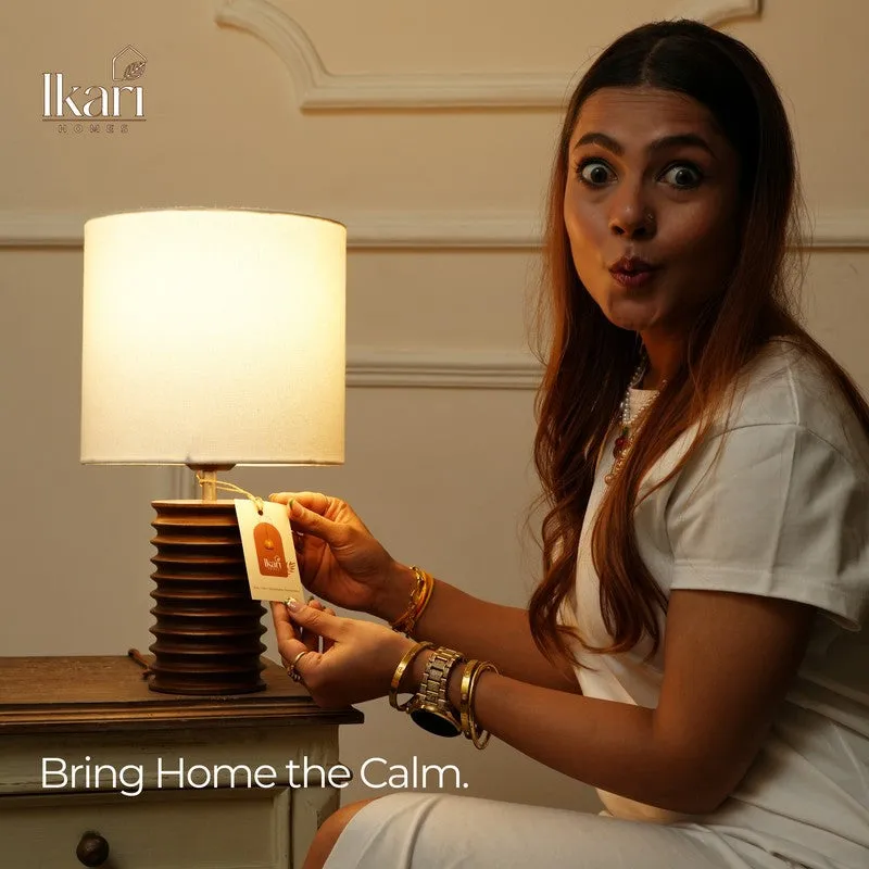Boho Disc Mango Wood Table Lamp media 5