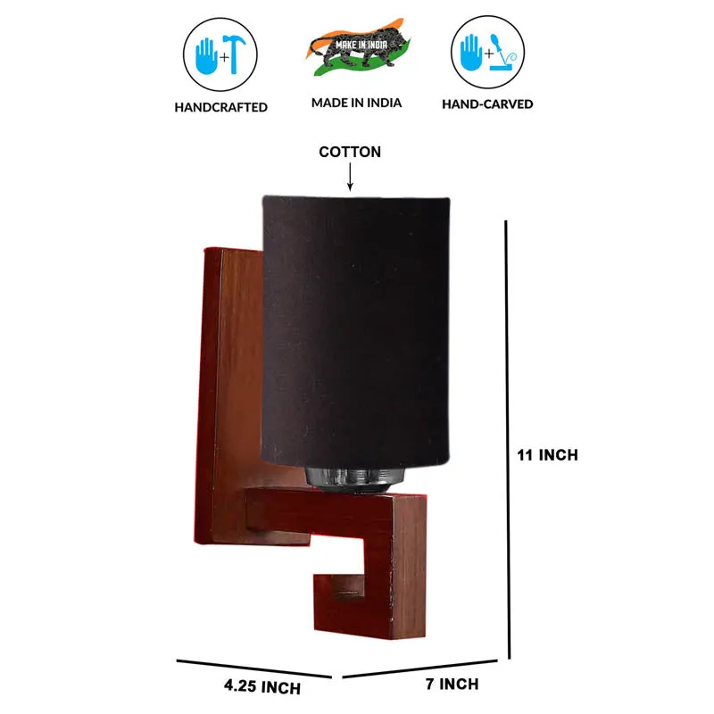 Dun Cylindrical Wooden Wall Lamp media 6