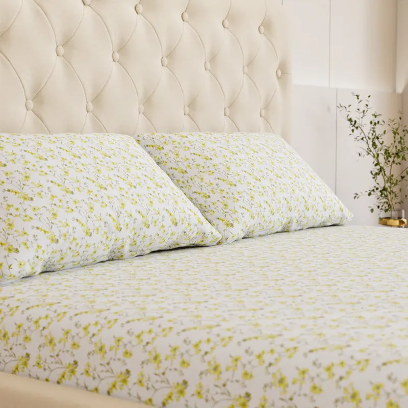 Botanica Floral Cotton Bedsheet (Green) - 180 TC media 3