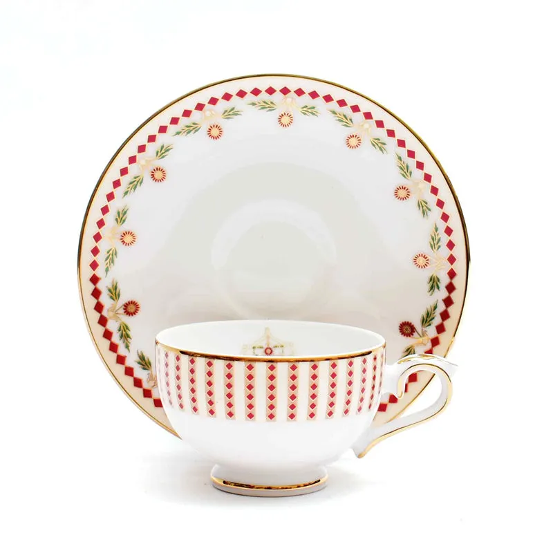 Gilded 24k Gold Brushed Porcelain Tea Cup & Saucer (280 mL) - Set of Six media 4