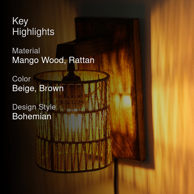 LumaRay Rattan Wall Lamp media 2