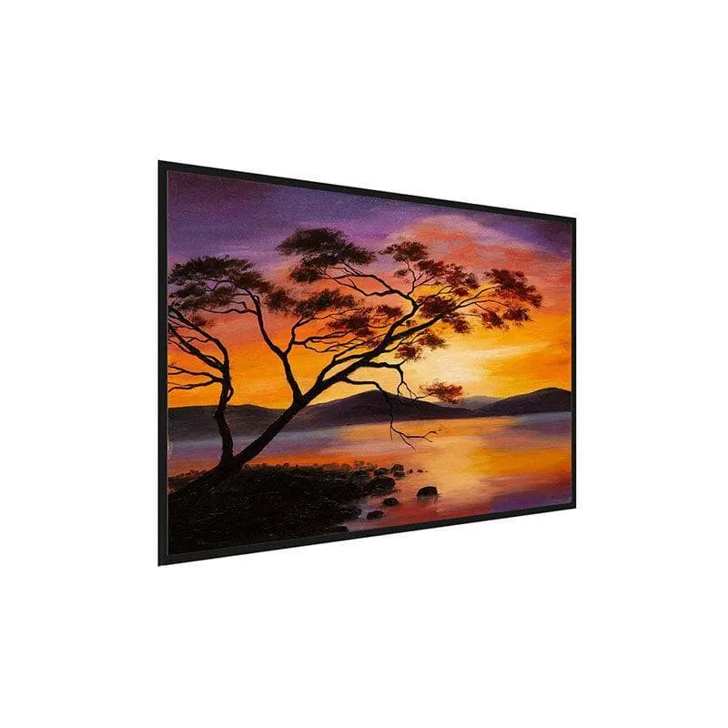 Golden Sunset Lakeside Canvas Wall Painting - Black Frame media 3