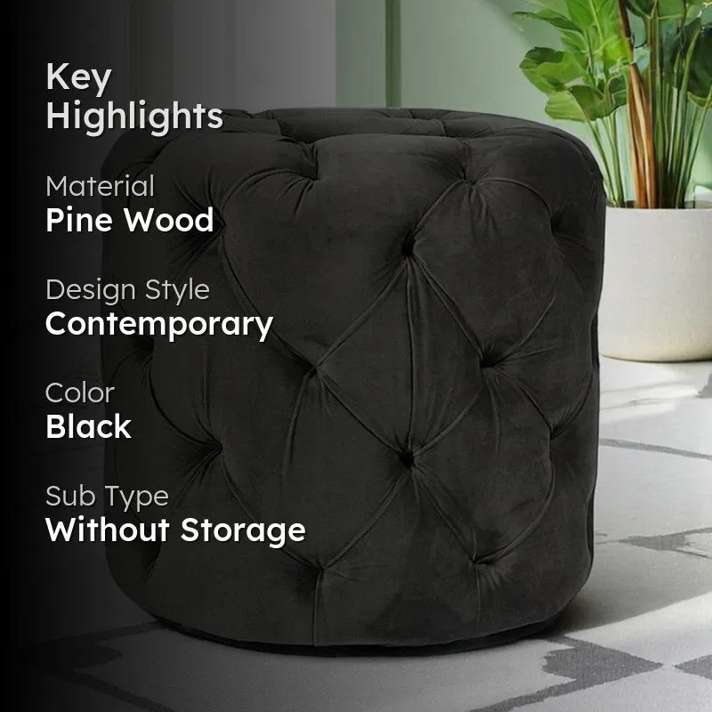 Hrixon Pine Wood Ottomans - Black media 2