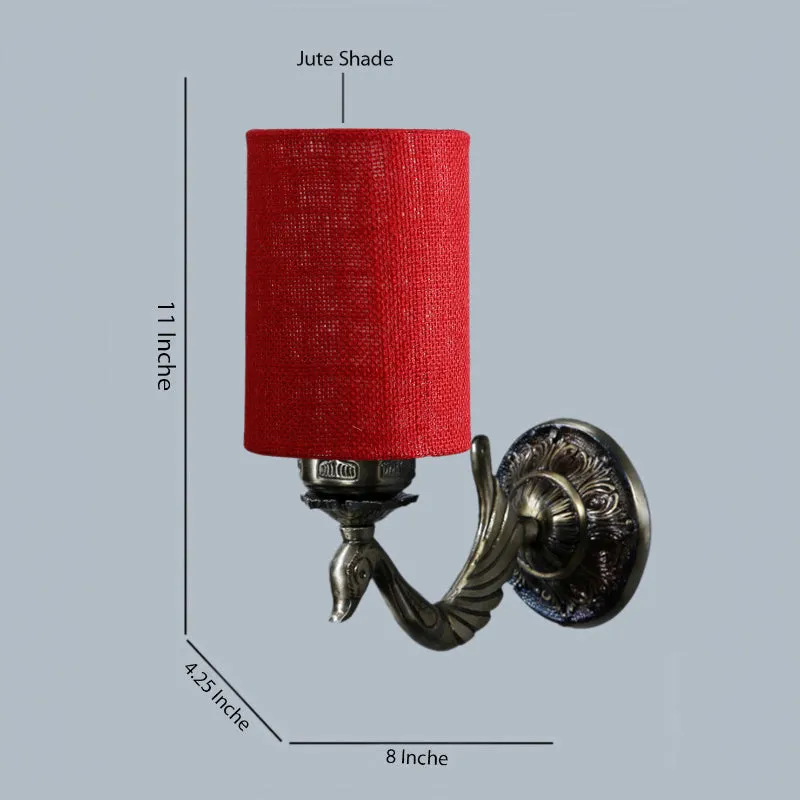 Amro Retro Cylindrical Fabric & Metal Wall Lamp - Maroon media 4