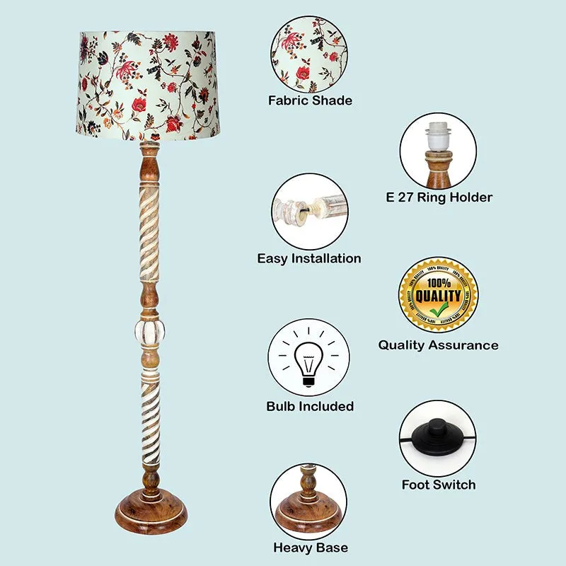 Pushpa Carve Wooden Floor Lamp media 4