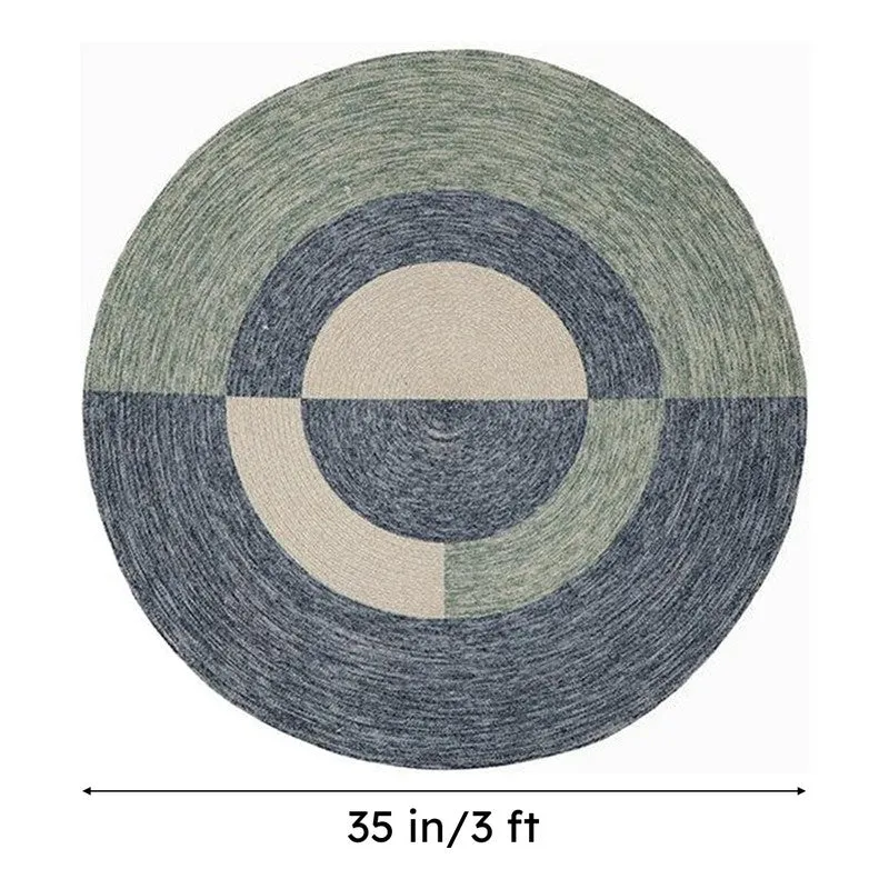 Blue Buzz Round Cotton Rug media 8