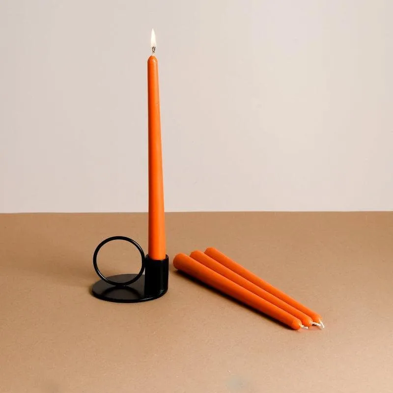 Set of 4 Sunset Orange Tapered Candles - Vanilla Sunshine Scented media 3