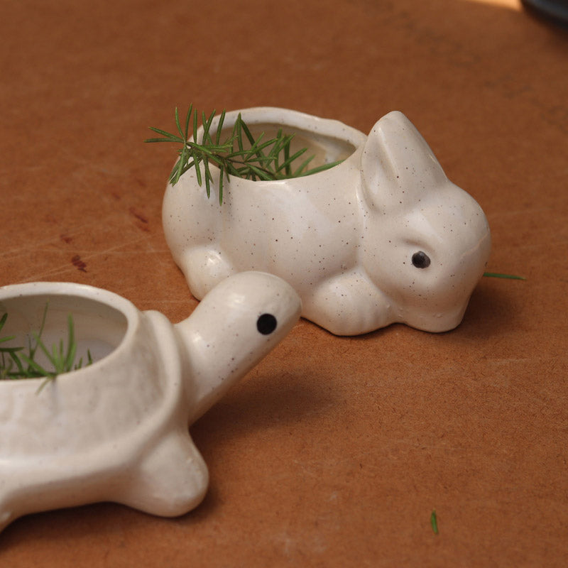 Bunny & Turtle Race Planter - Set Of Two media 4