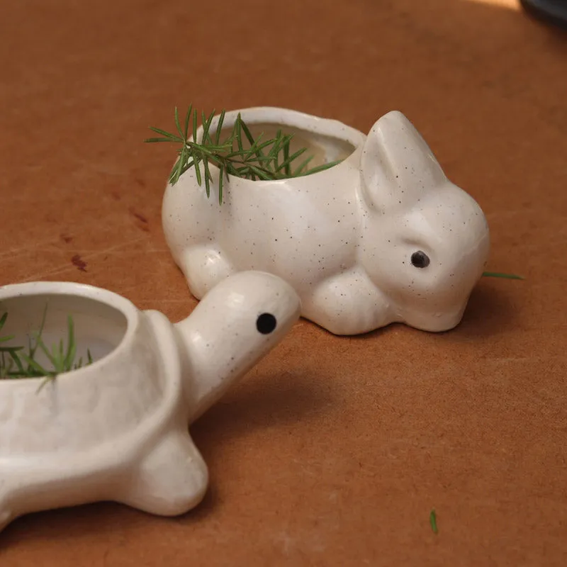 Bunny & Turtle Race Planter - Set Of Two media 4