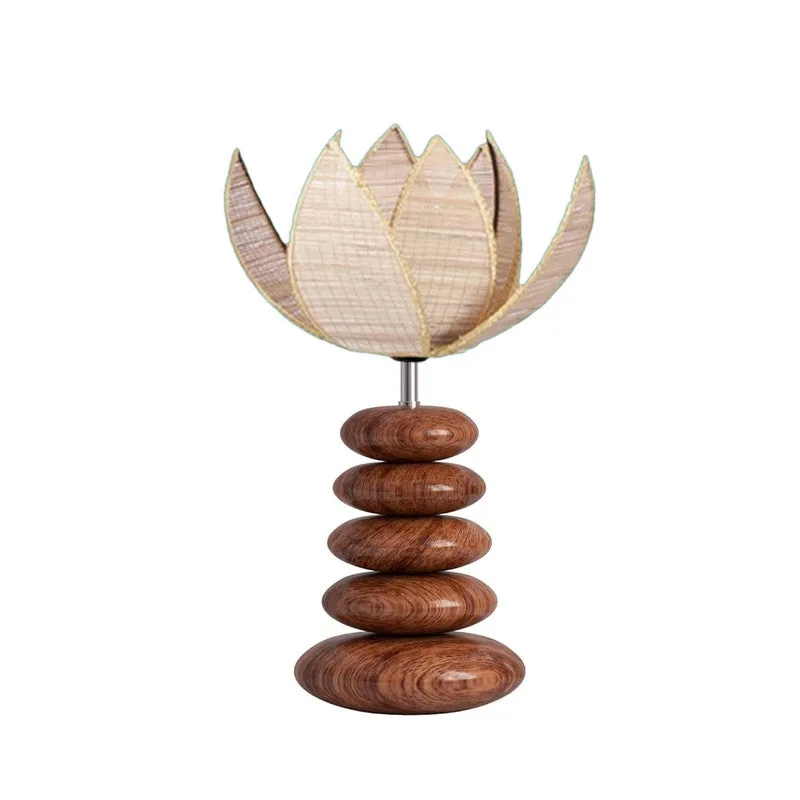 Solenrix Bamboo Table Lamp With Wooden Base - Beige media 5