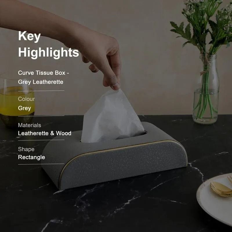 Relca Leather Tissue Box - Grey media 9