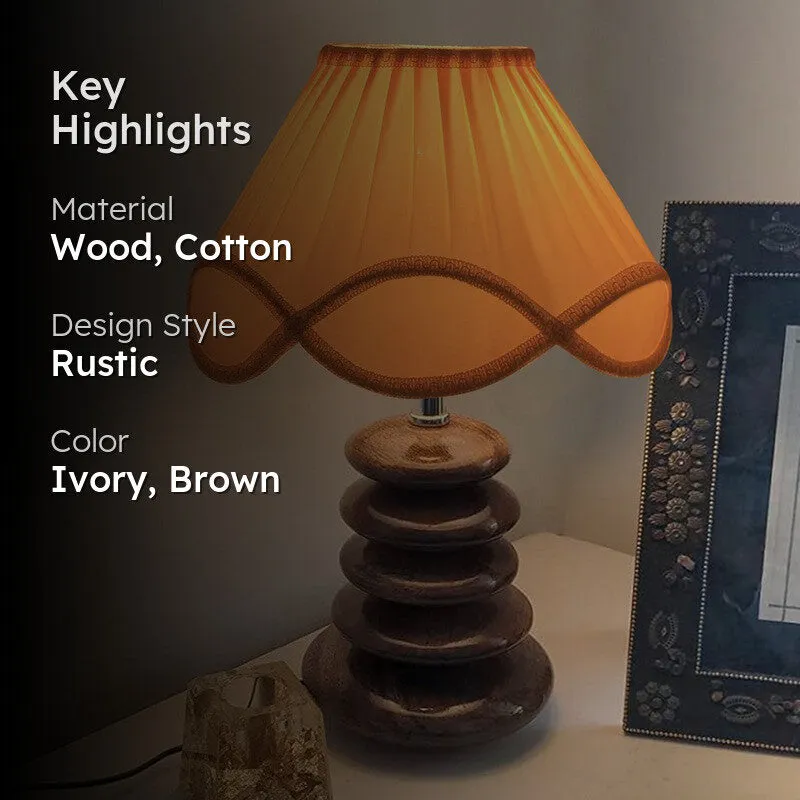 Raelynn Cotton Table Lamp With Wooden Base - Ivory media 2