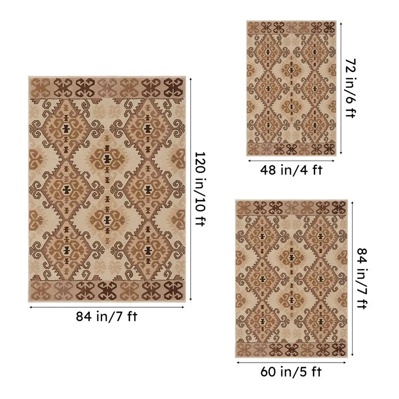 Fredegar Hand Tufted Ethnic Wool & Nylon Carpet - Brown media 14