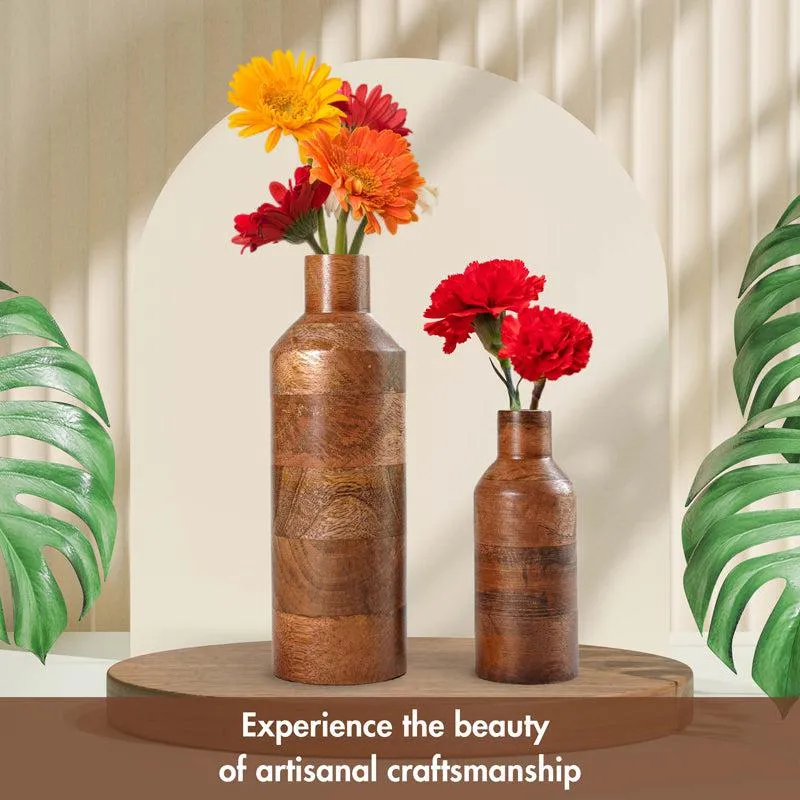 Silasa Wooden Vase (Dark Brown) media 3