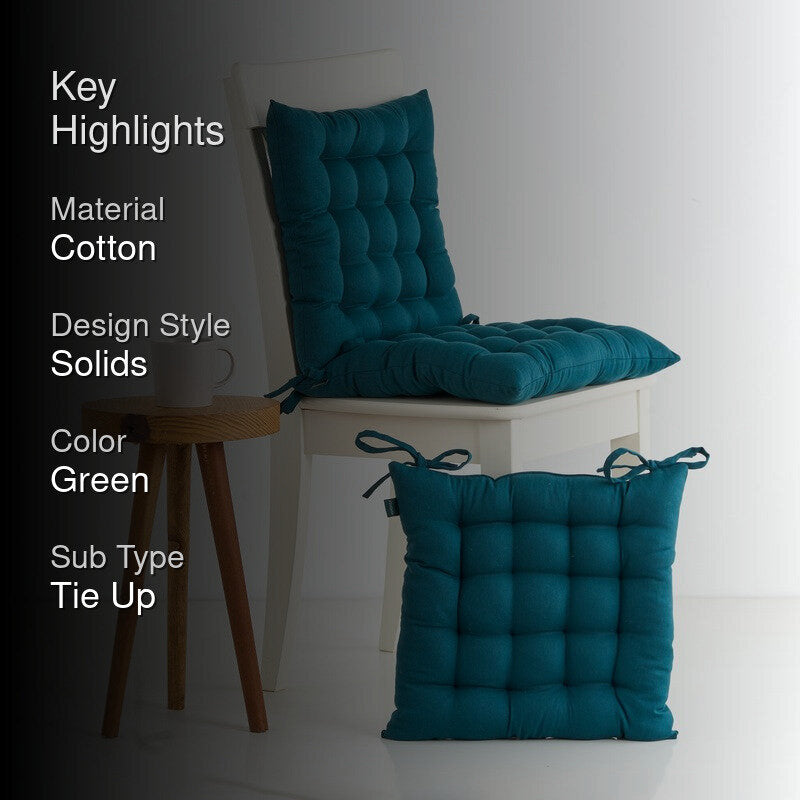 Savra Cotton Chair Pad (Green) - Set Of Three media 2