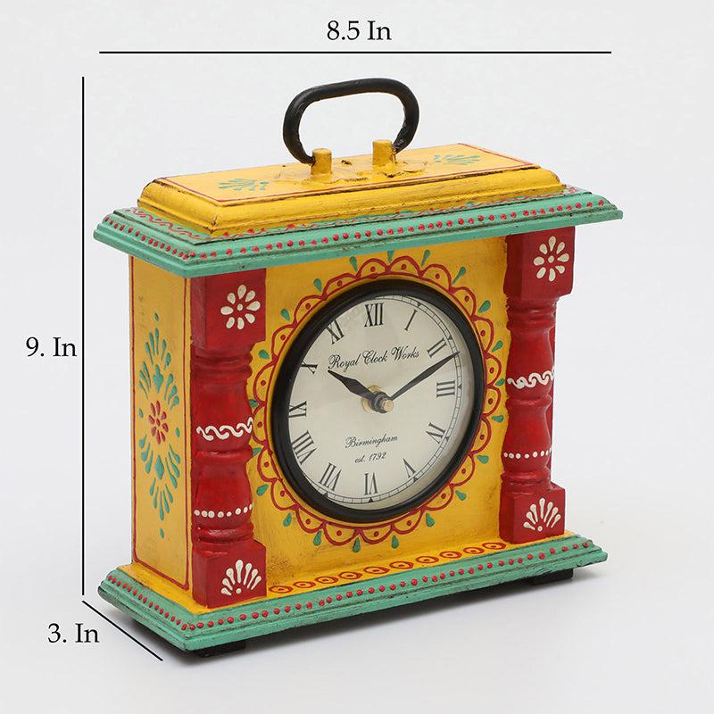 Adviya Handpainted Silent Table Clock - Yellow media 7