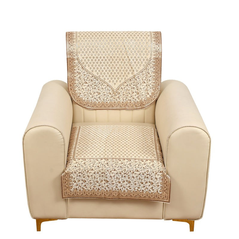 Petite Leaves Chenille Sofa Cover - Beige media 6