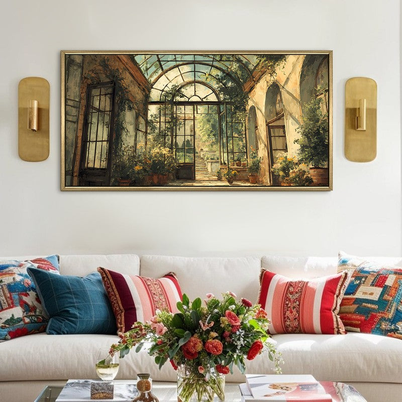 Vintage European Glass Conservatory Wall Art