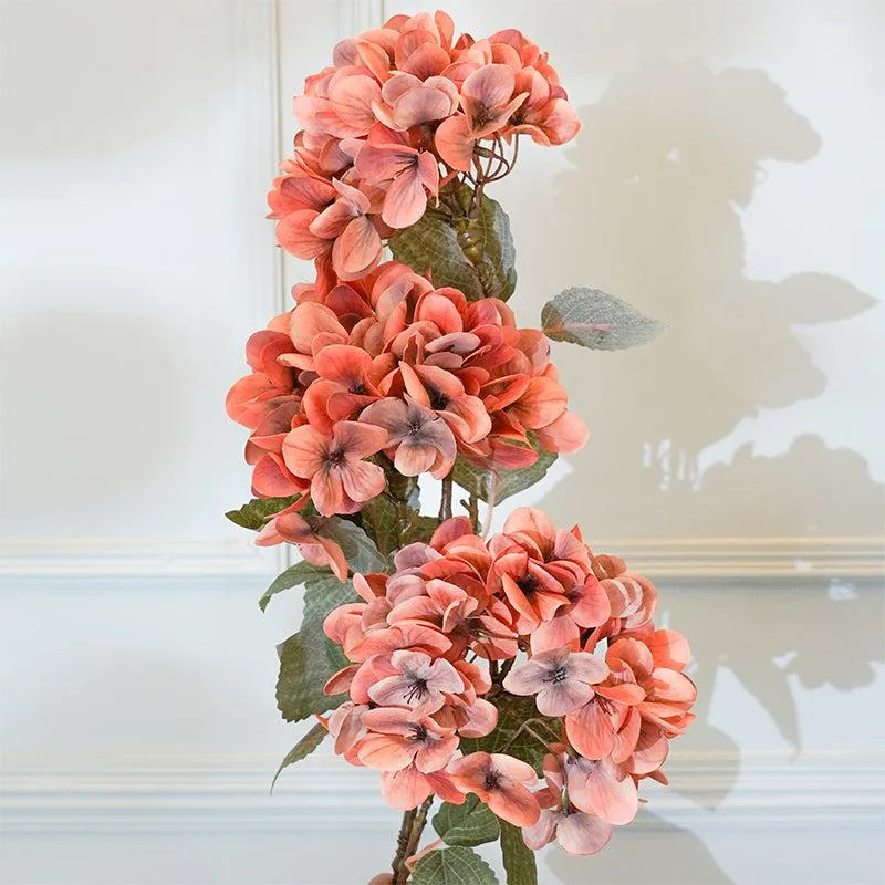 Faux Autumn Hydrangea Flower Stick (Orange) - 34 CM media 4