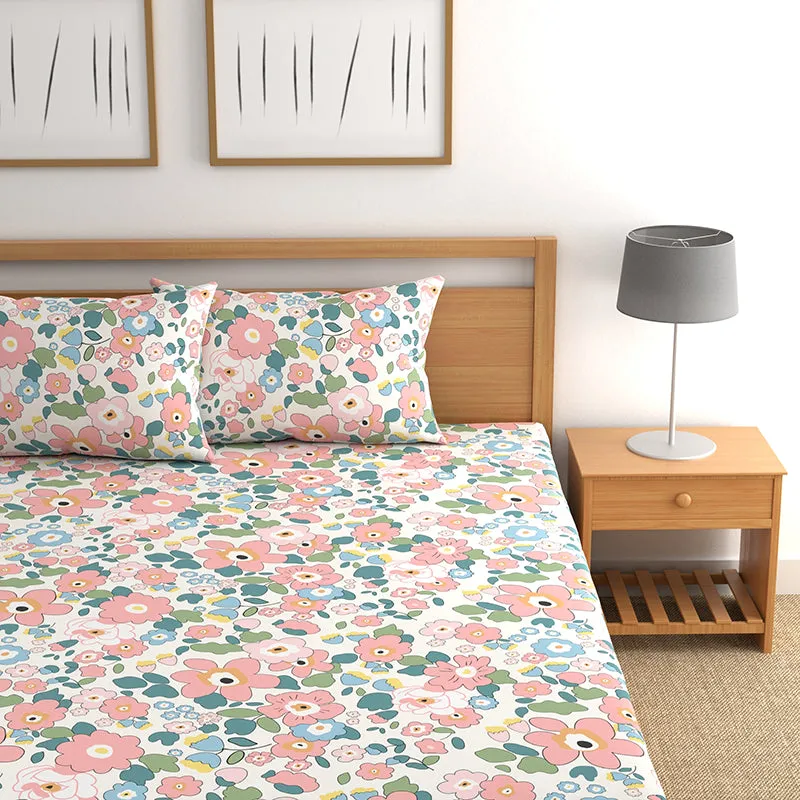 Doodled Blossoms II Fitted Microfiber Microfiber Bedsheet - 150 GSM media 3