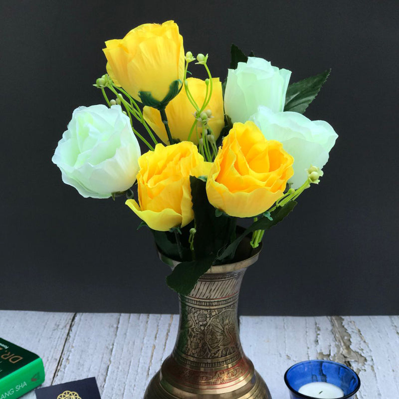 Fiora Artificial Rose (Yellow & White)  Set of Two media 4