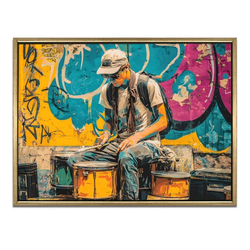 Drum Echo Canvas Wall Painting With Frame media 3