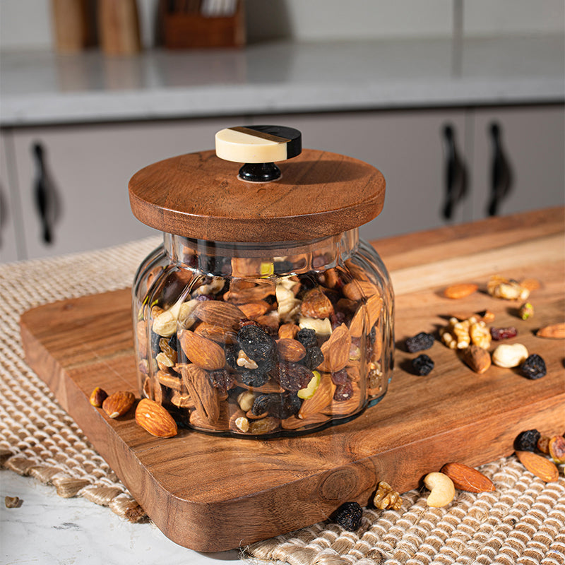 Anora Glass Jar With Airtight Wood Lid - 950 mL