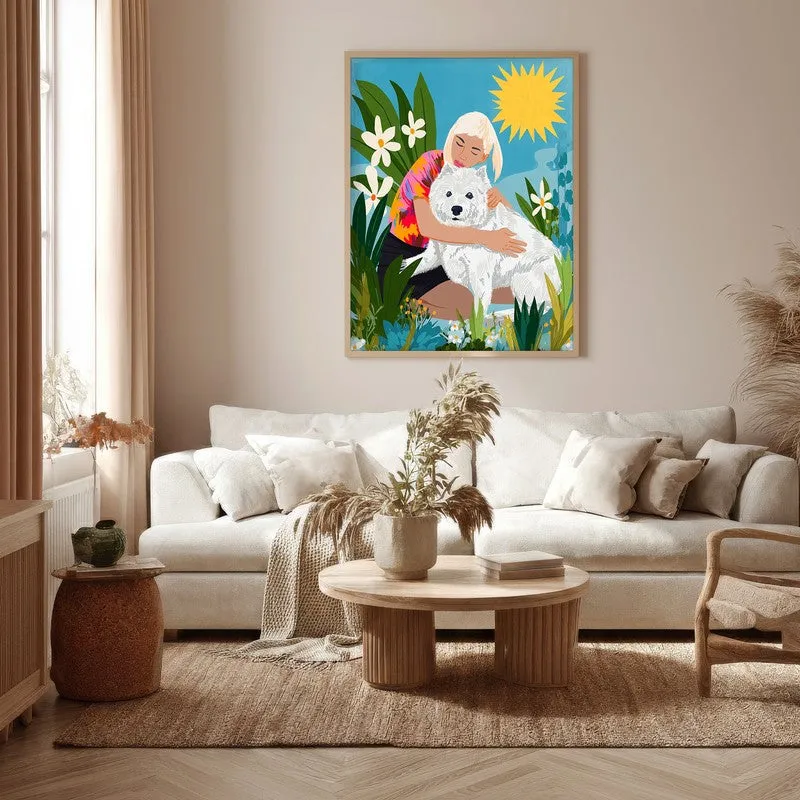 Sunlit Embrace Canvas Wall Painting - Brown Frame media 5
