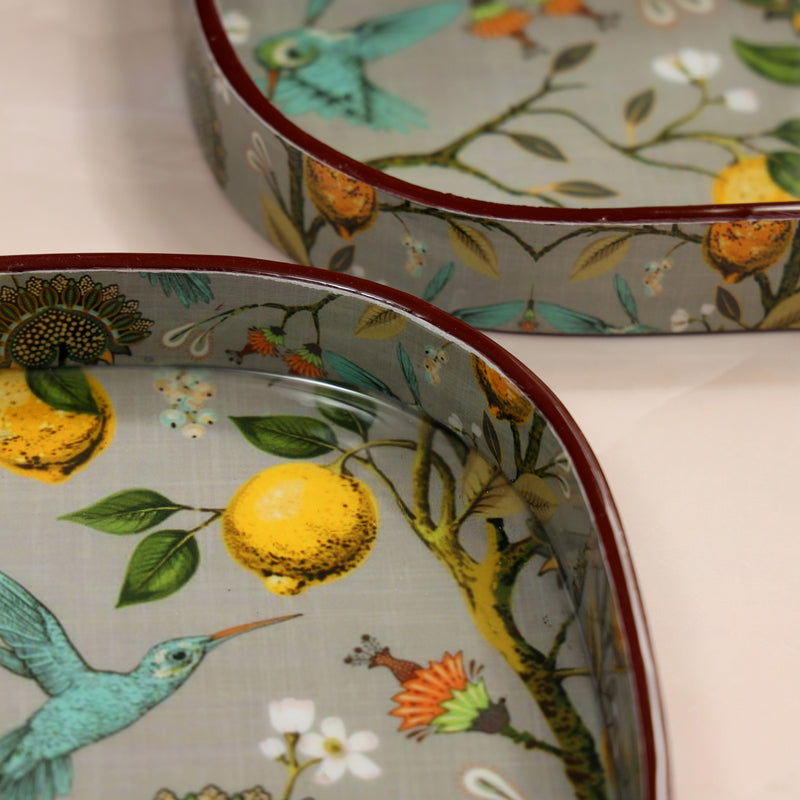 Fruit n Birds Square Serving Tray - Set Of Two media 3
