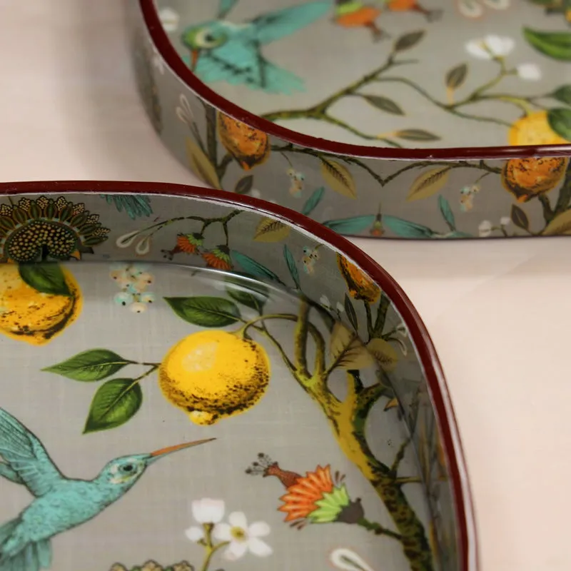 Fruit n Birds Square Serving Tray - Set Of Two media 3