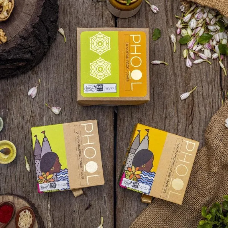 Phool Devotion Combo Pack - Natural Incense Cones Tulsi & Jasmine media 3