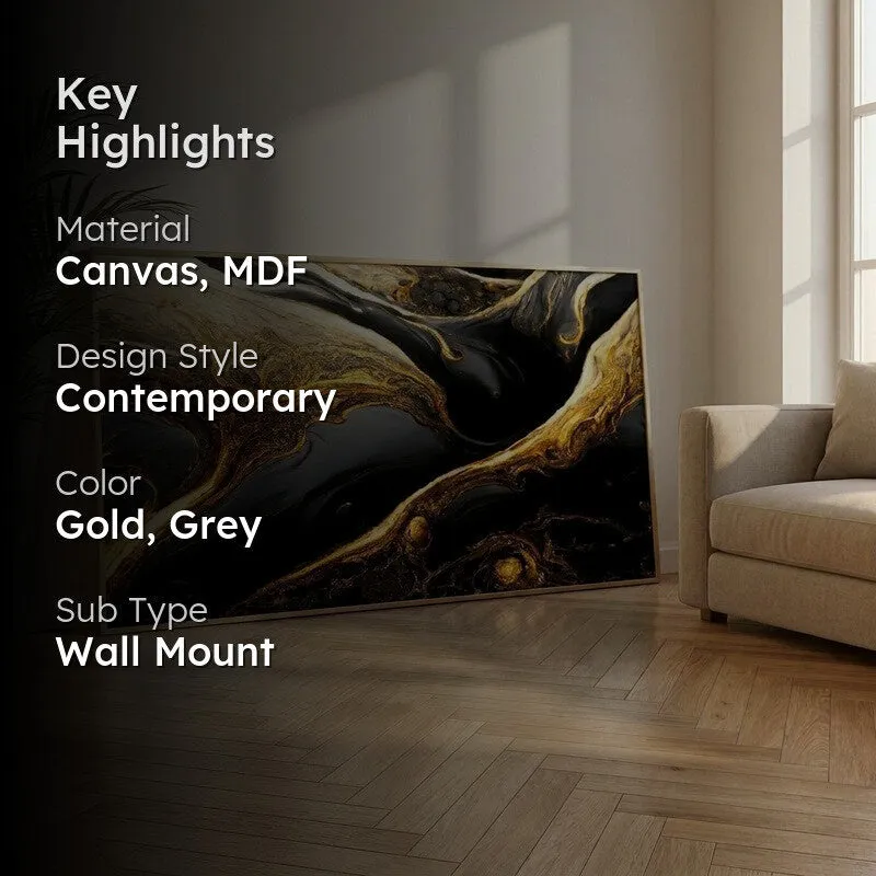 Molten Noir Canvas Wall Painting With Frame media 2