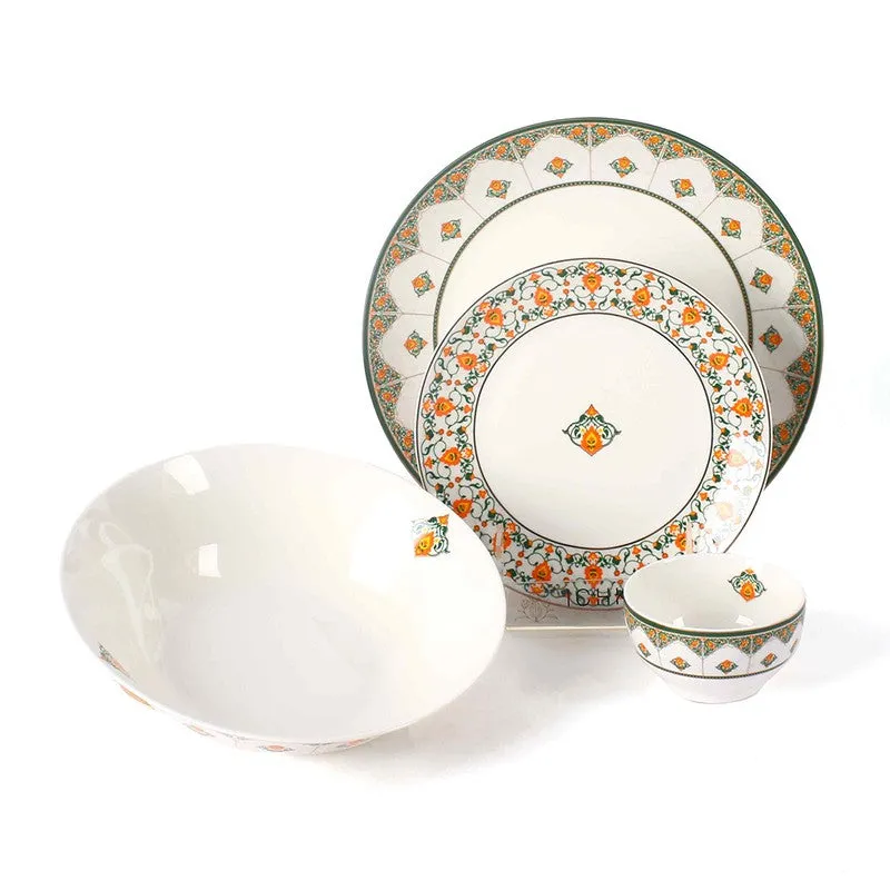 Heritage Line 24k Gold Brushed Dinner Set  (Orange,White)- 20 Piece Set media 4
