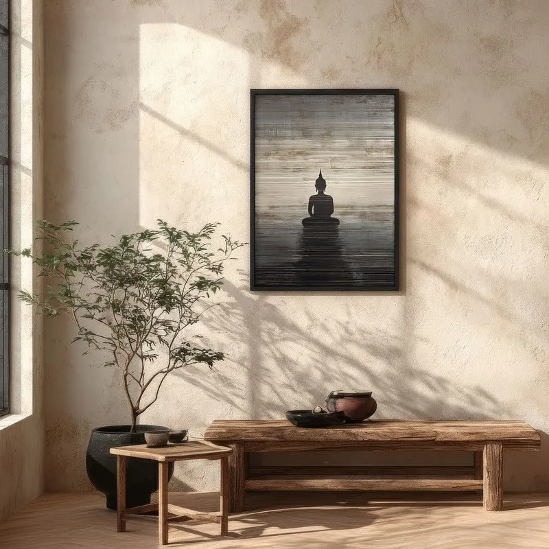 Enlightened Buddha Archival Paper Wall Painting With Black Frame media 5