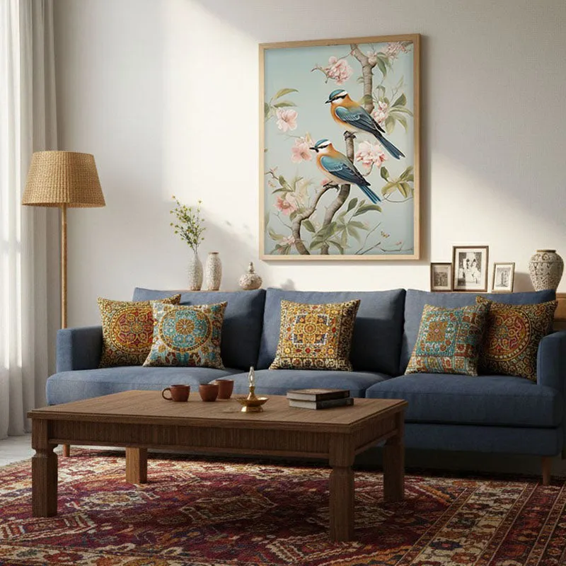 Whimsical Aviary Archival Canvas Wall Art - Natural Brown Frame media 3