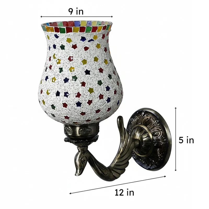 Ekta Retro Mosaic Glass & Metal Wall Lamp media 5
