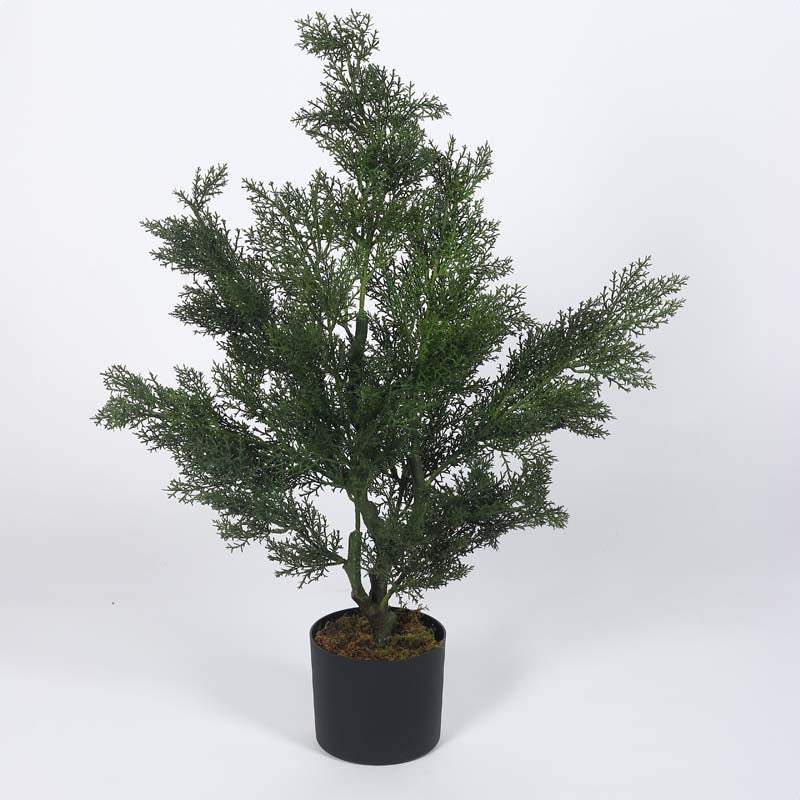Faux Lush Cypress Spiral Topiary Plant With Black Plastic Pot - 3.0 Feet media 4