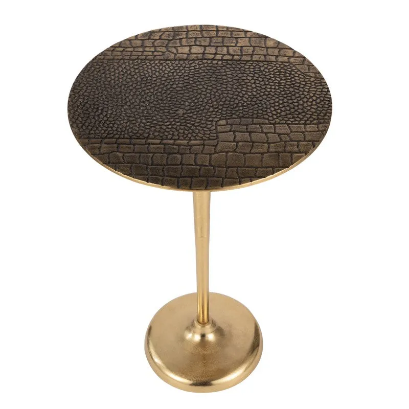 Textured Top Pedestal TableAluminum Side Table - Gold media 5