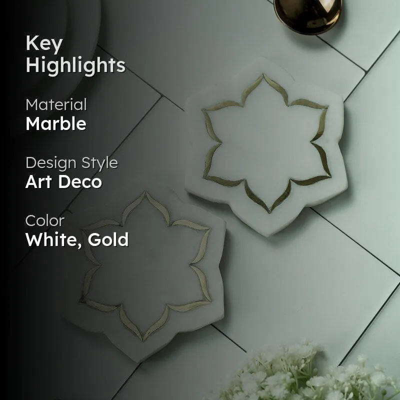 FleurCraft Marble Coaster With Brass Inlay - Set Of Two media 2