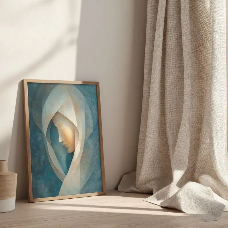 Holy Mary Abstract Archival Paper Wall Painting With Brown Frame media 3